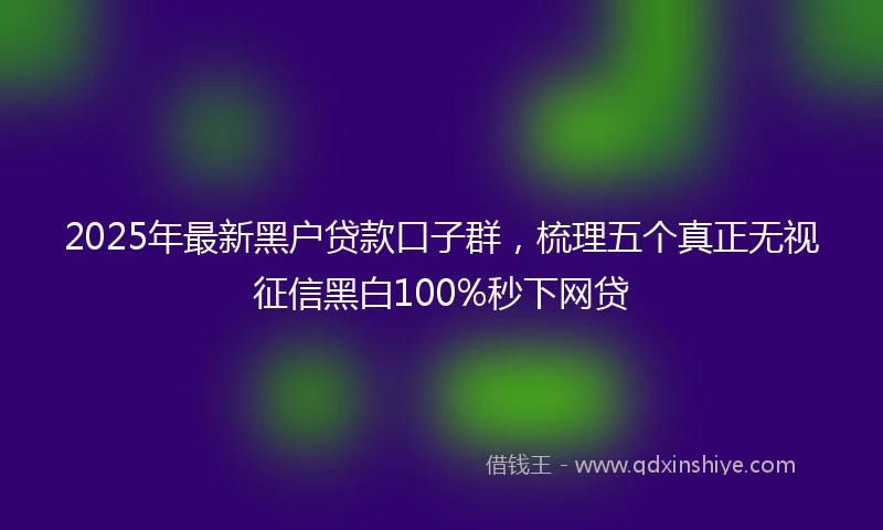 2025年最新黑户贷款口子群，梳理五个真正无视征信黑白100%秒下网贷