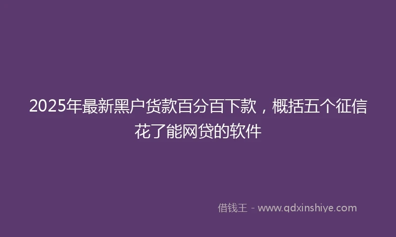 2025年最新黑户货款百分百下款，概括五个征信花了能网贷的软件