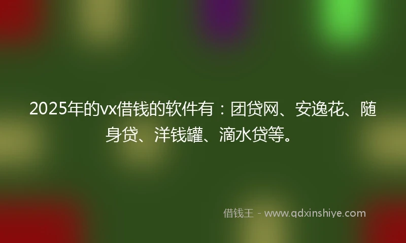 2025年的vx借钱的软件有：团贷网、安逸花、随身贷、洋钱罐、滴水贷等。