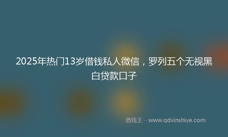 2025年热门13岁借钱私人微信，罗列五个无视黑白贷款口子