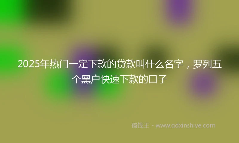2025年热门一定下款的贷款叫什么名字，罗列五个黑户快速下款的口子