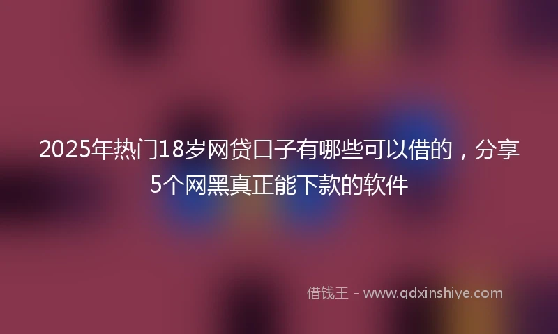 2025年热门18岁网贷口子有哪些可以借的，分享5个网黑真正能下款的软件
