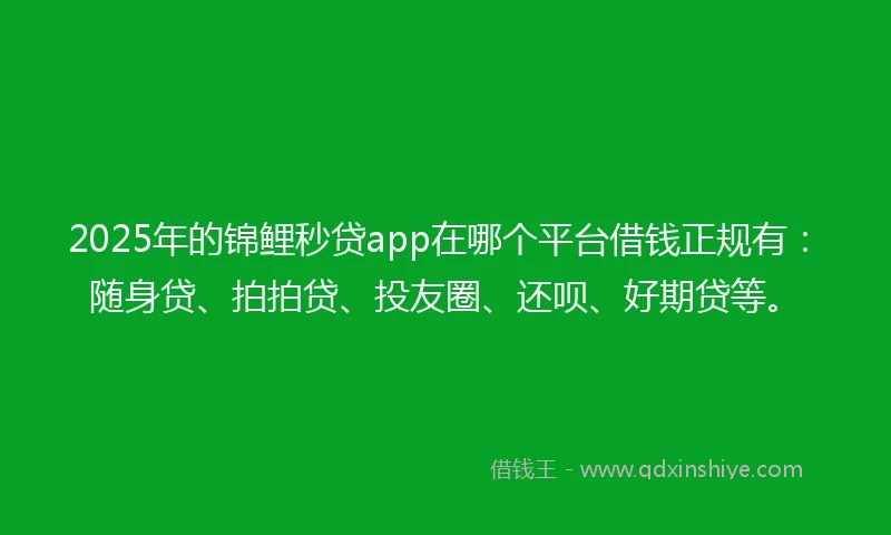 2025年的锦鲤秒贷app在哪个平台借钱正规有：随身贷、拍拍贷、投友圈、还呗、好期贷等。