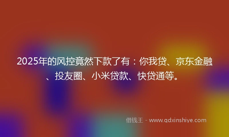 2025年的风控竟然下款了有：你我贷、京东金融、投友圈、小米贷款、快贷通等。