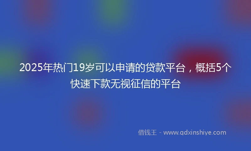 2025年热门19岁可以申请的贷款平台，概括5个快速下款无视征信的平台