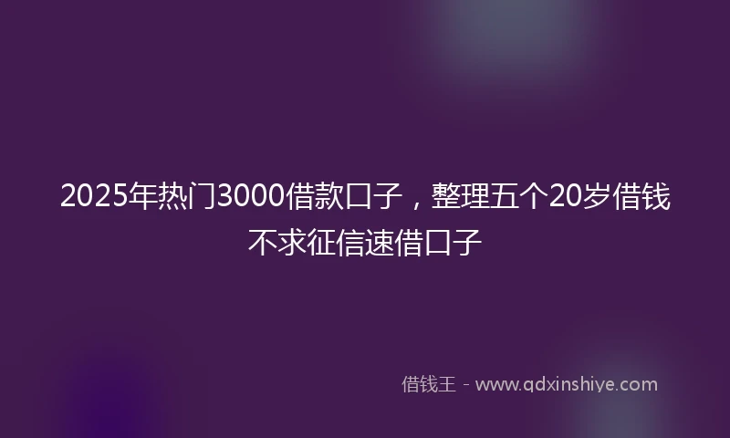 2025年热门3000借款口子，整理五个20岁借钱不求征信速借口子