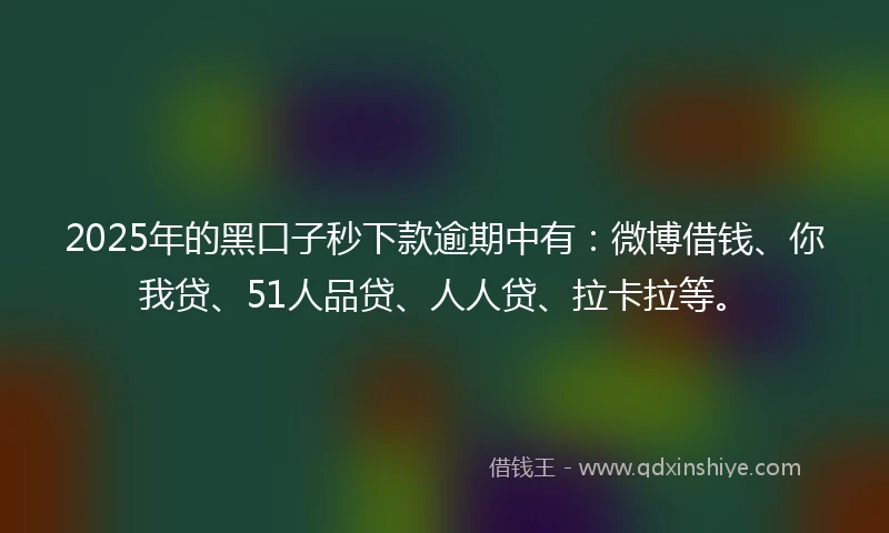 2025年的黑口子秒下款逾期中有:微博借钱、你我贷、51人品贷、人人贷、拉卡拉等。