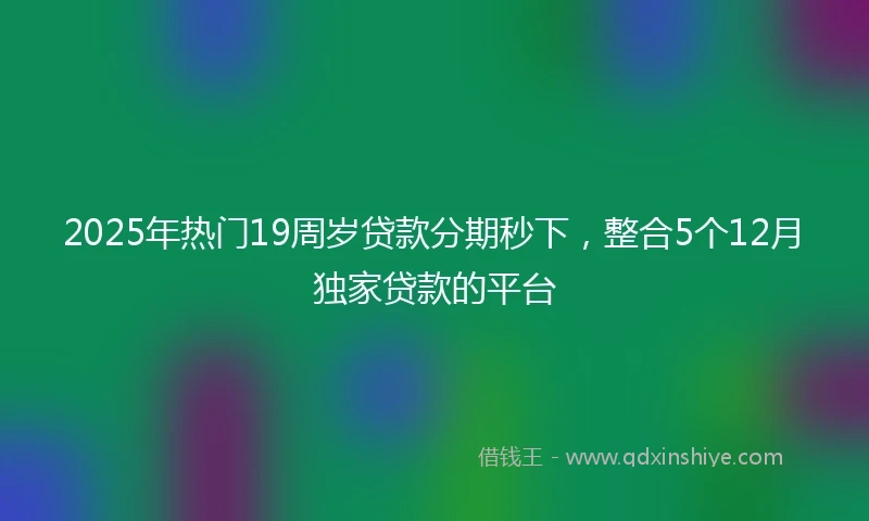 2025年热门19周岁贷款分期秒下，整合5个12月独家贷款的平台