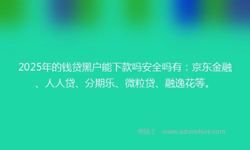2025年的钱贷黑户能下款吗安全吗有：京东金融、人人贷、分期乐、微粒贷、融逸花等。