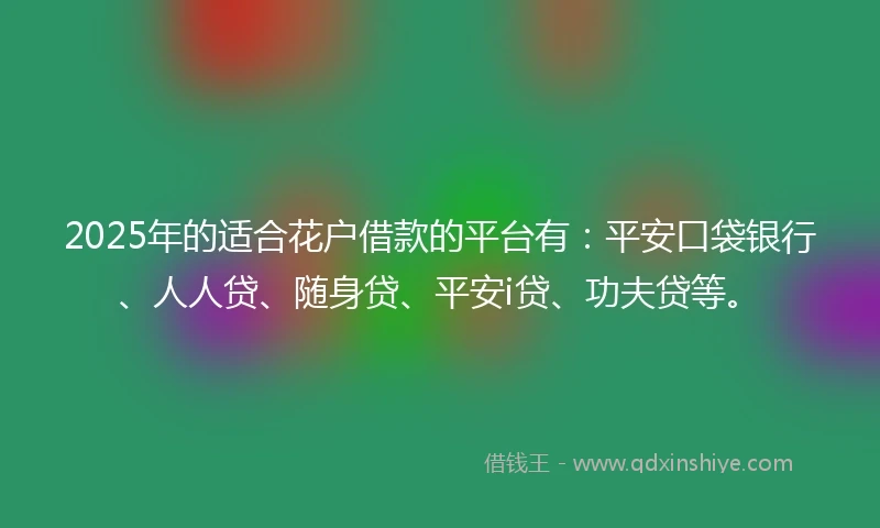 2025年的适合花户借款的平台有：平安口袋银行、人人贷、随身贷、平安i贷、功夫贷等。