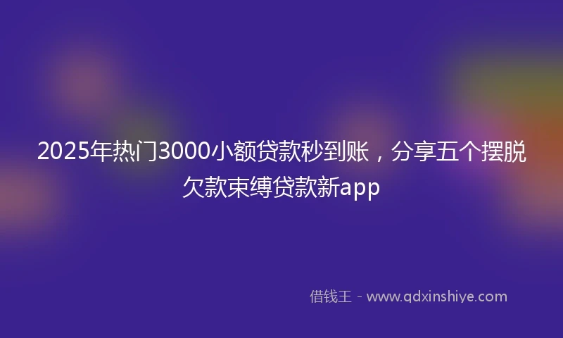 2025年热门3000小额贷款秒到账，分享五个摆脱欠款束缚贷款新app