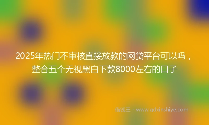 2025年热门不审核直接放款的网贷平台可以吗，整合五个无视黑白下款8000左右的口子