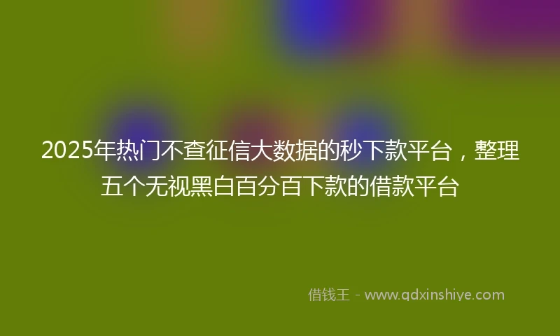 2025年热门不查征信大数据的秒下款平台，整理五个无视黑白百分百下款的借款平台