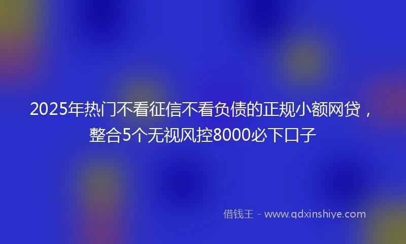 2025年热门不看征信不看负债的正规小额网贷,整合5个无视风控8000必下口子