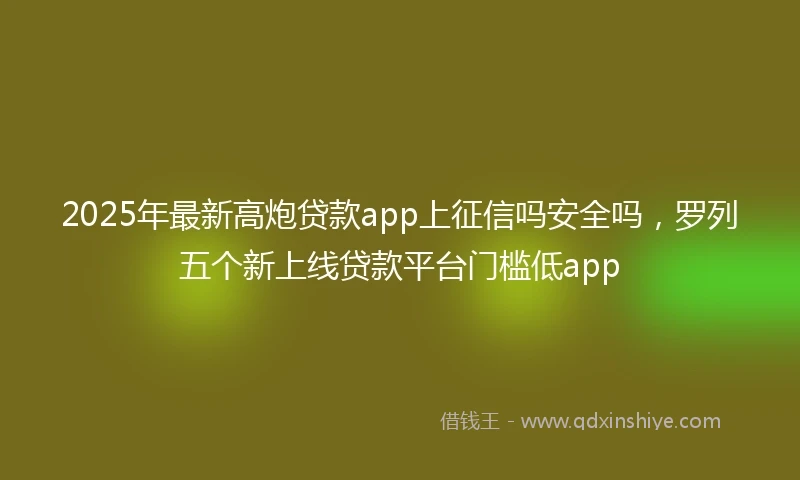 2025年最新高炮贷款app上征信吗安全吗，罗列五个新上线贷款平台门槛低app