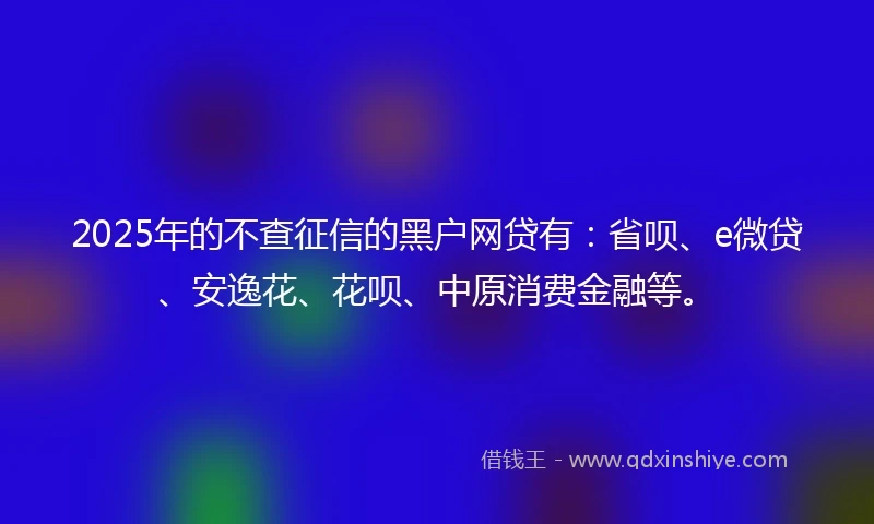 2025年的不查征信的黑户网贷有：省呗、e微贷、安逸花、花呗、中原消费金融等。