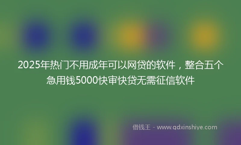 2025年热门不用成年可以网贷的软件，整合五个急用钱5000快审快贷无需征信软件