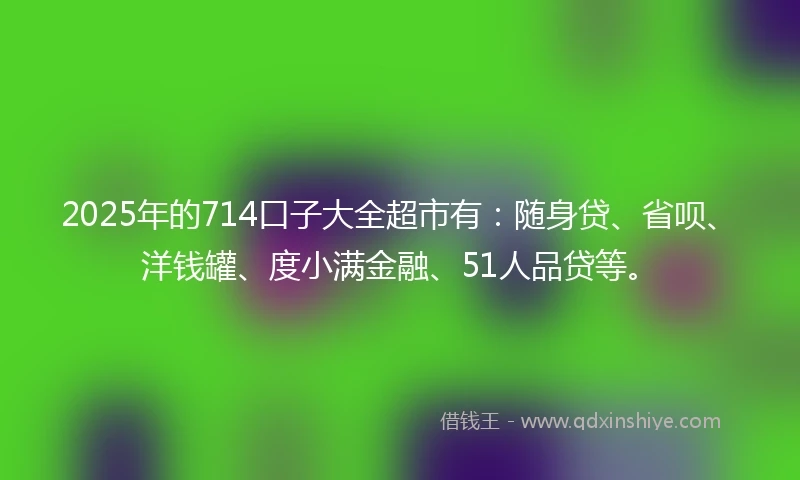2025年的714口子大全超市有：随身贷、省呗、洋钱罐、度小满金融、51人品贷等。