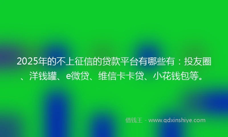 2025年的不上征信的贷款平台有哪些有：投友圈、洋钱罐、e微贷、维信卡卡贷、小花钱包等。