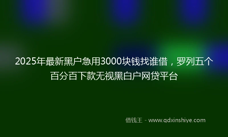 2025年最新黑户急用3000块钱找谁借，罗列五个百分百下款无视黑白户网贷平台