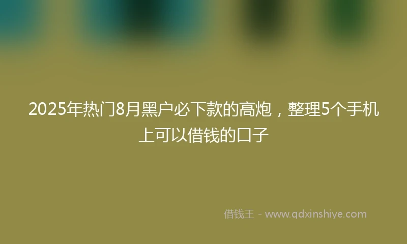 2025年热门8月黑户必下款的高炮，整理5个手机上可以借钱的口子