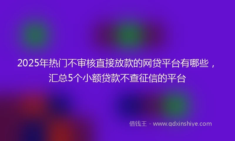 2025年热门不审核直接放款的网贷平台有哪些,汇总5个小额贷款不查征信的平台