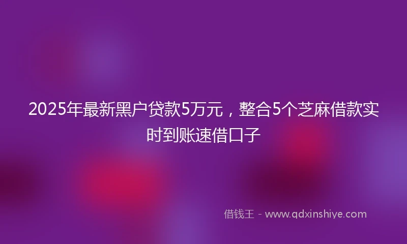 2025年最新黑户贷款5万元，整合5个芝麻借款实时到账速借口子
