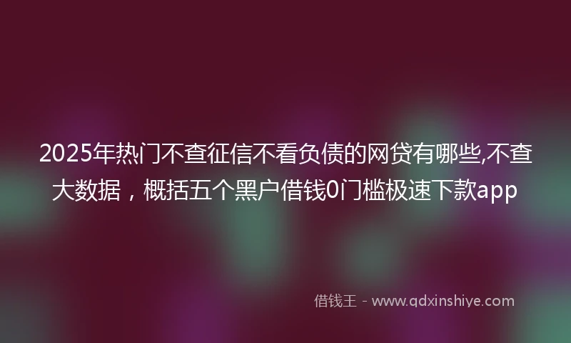 2025年热门不查征信不看负债的网贷有哪些,不查大数据,概括五个黑户借钱0门槛极速下款app