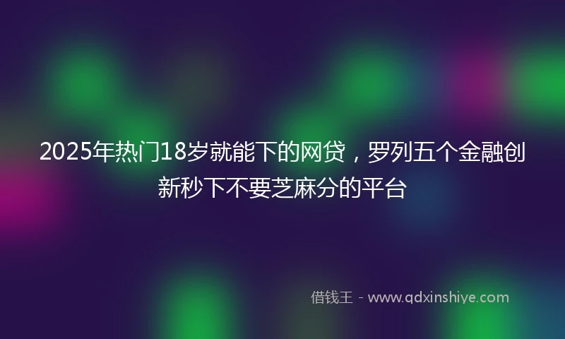 2025年热门18岁就能下的网贷，罗列五个金融创新秒下不要芝麻分的平台