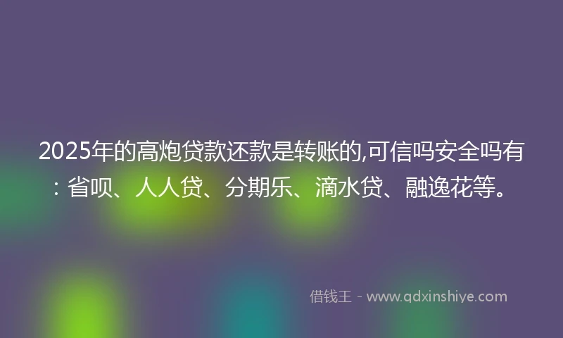 2025年的高炮贷款还款是转账的,可信吗安全吗有：省呗、人人贷、分期乐、滴水贷、融逸花等。