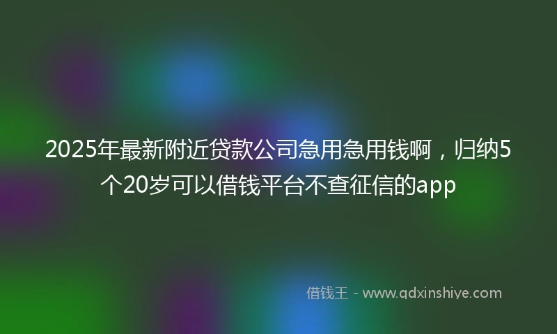 2025年最新附近贷款公司急用急用钱啊，归纳5个20岁可以借钱平台不查征信的app