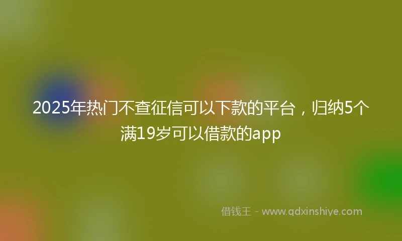 2025年热门不查征信可以下款的平台，归纳5个满19岁可以借款的app