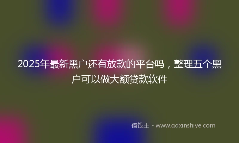 2025年最新黑户还有放款的平台吗，整理五个黑户可以做大额贷款软件