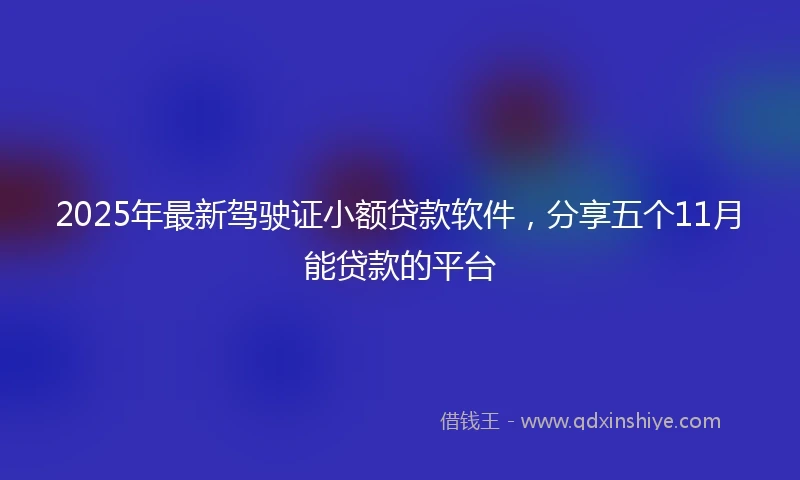2025年最新驾驶证小额贷款软件，分享五个11月能贷款的平台