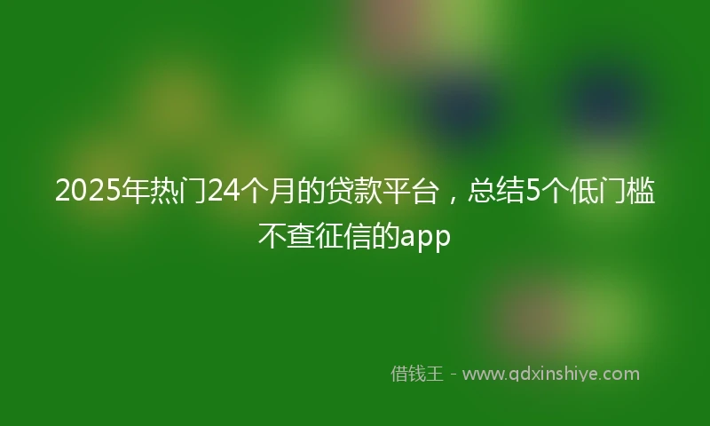 2025年热门24个月的贷款平台，总结5个低门槛不查征信的app