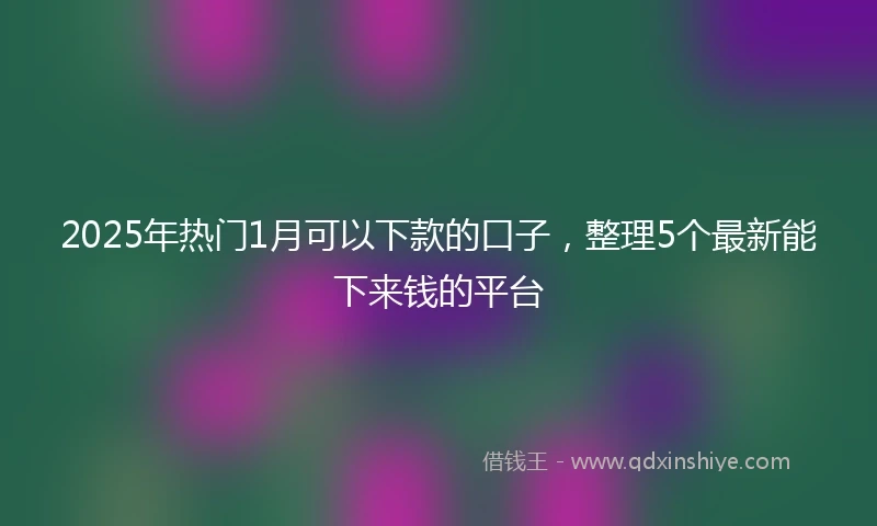 2025年热门1月可以下款的口子,整理5个最新能下来钱的平台