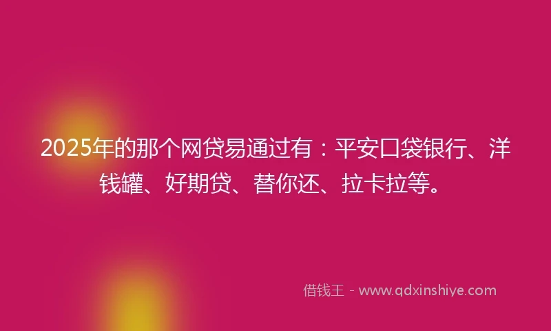 2025年的那个网贷易通过有：平安口袋银行、洋钱罐、好期贷、替你还、拉卡拉等。