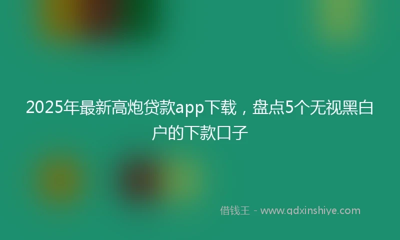 2025年最新高炮贷款app下载，盘点5个无视黑白户的下款口子