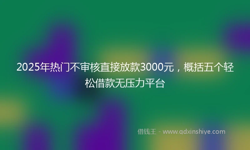 2025年热门不审核直接放款3000元,概括五个轻松借款无压力平台