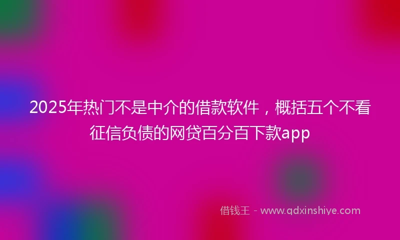 2025年热门不是中介的借款软件，概括五个不看征信负债的网贷百分百下款app
