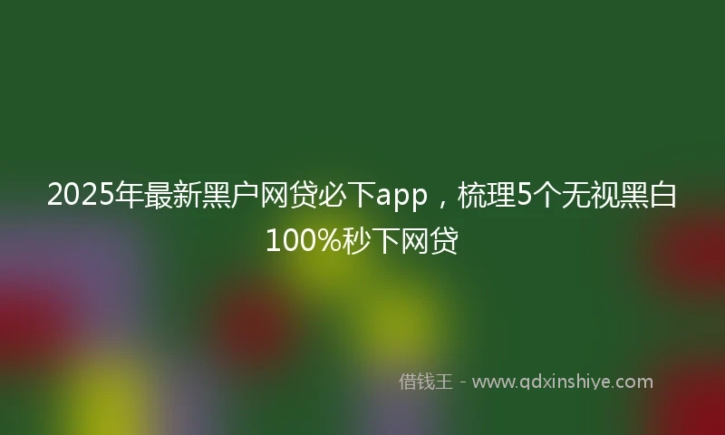 2025年最新黑户网贷必下app，梳理5个无视黑白100%秒下网贷