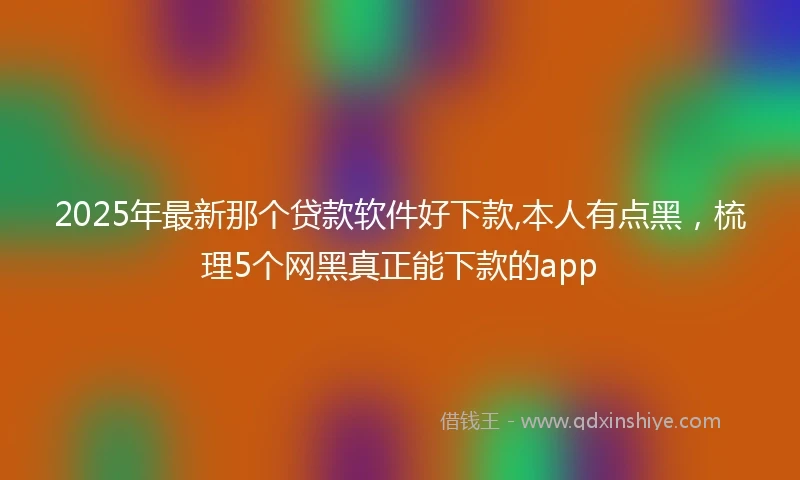 2025年最新那个贷款软件好下款,本人有点黑，梳理5个网黑真正能下款的app