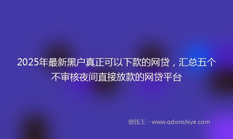 2025年最新黑户真正可以下款的网贷，汇总五个不审核夜间直接放款的网贷平台