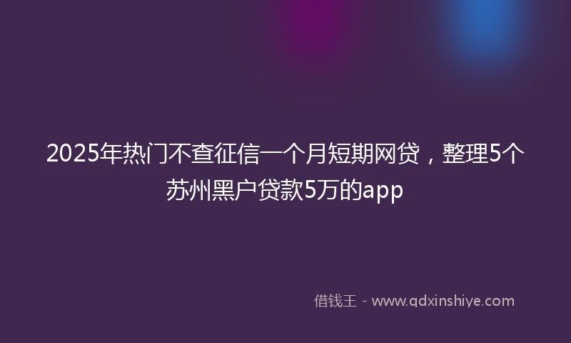 2025年热门不查征信一个月短期网贷，整理5个苏州黑户贷款5万的app