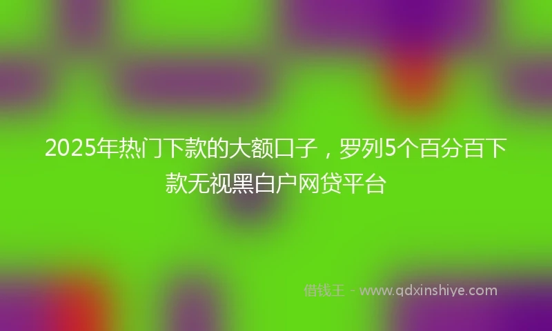 2025年热门下款的大额口子，罗列5个百分百下款无视黑白户网贷平台
