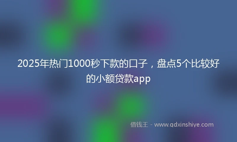 2025年热门1000秒下款的口子,盘点5个比较好的小额贷款app