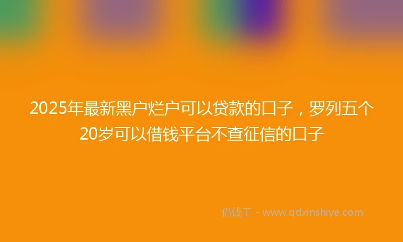 2025年最新黑户烂户可以贷款的口子,罗列五个20岁可以借钱平台不查征信的口子