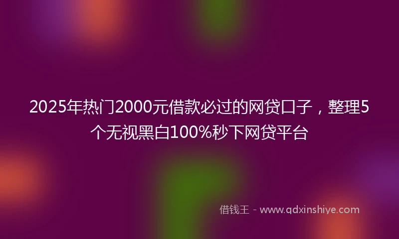 2025年热门2000元借款必过的网贷口子，整理5个无视黑白100%秒下网贷平台