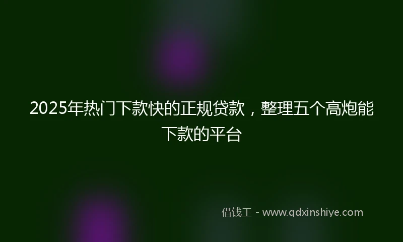 2025年热门下款快的正规贷款,整理五个高炮能下款的平台
