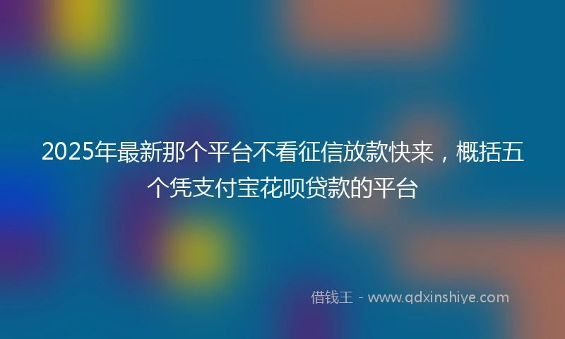 2025年最新那个平台不看征信放款快来，概括五个凭支付宝花呗贷款的平台